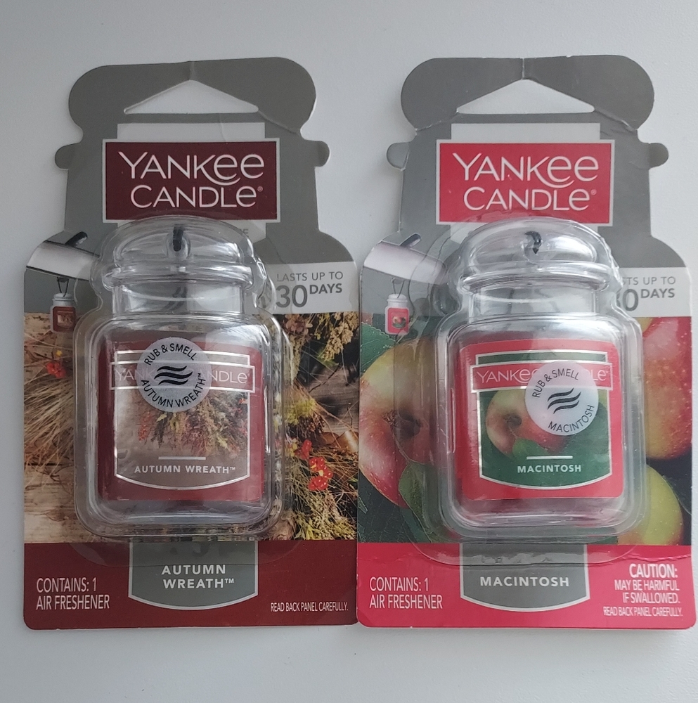 Yankee Candle Car Jar Ultimate Air Freshener Macintosh 2018 Autumn Wreath NOS